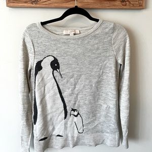 Grey LOFT sweater, S, penguin graphic